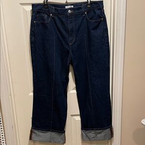 Loft The Wide Leg jeans front seam cuffed hem